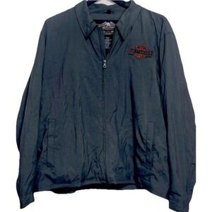Harley Davidson Motorcycles Genuine Oil Full Zip Riding‎ Jacket Coat Gray 4XL